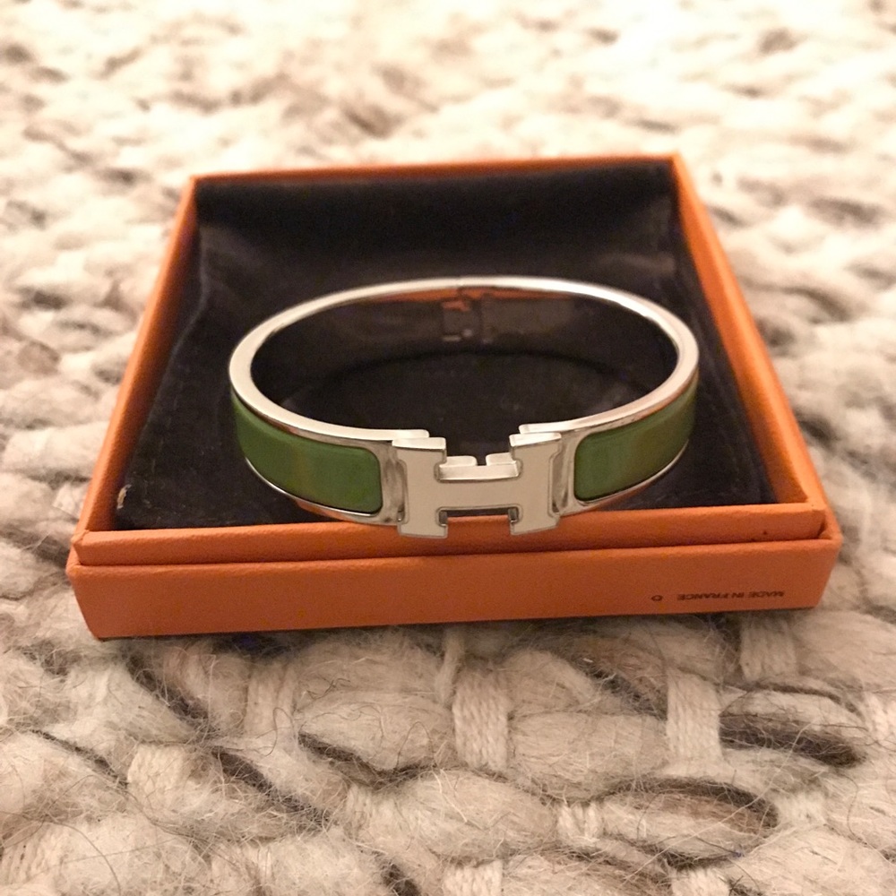 Hermès Clic Clac in Green and Silver